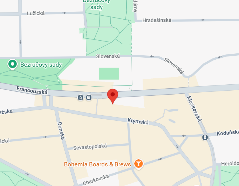 Mapa hlavní centrály