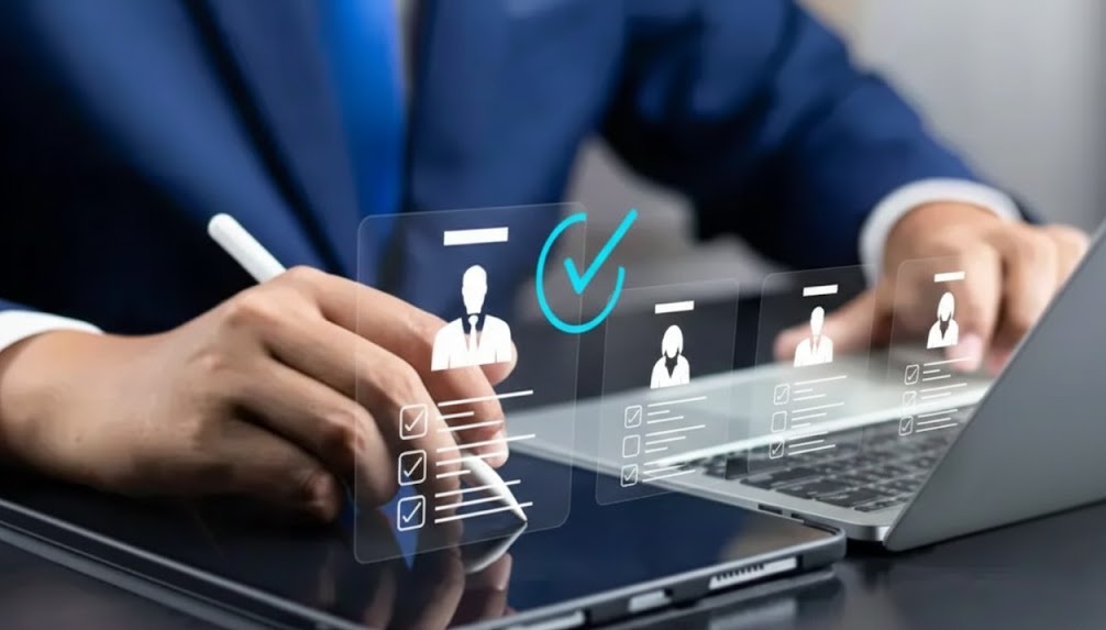 Personální konzultantka vede pohovor s kandidátem